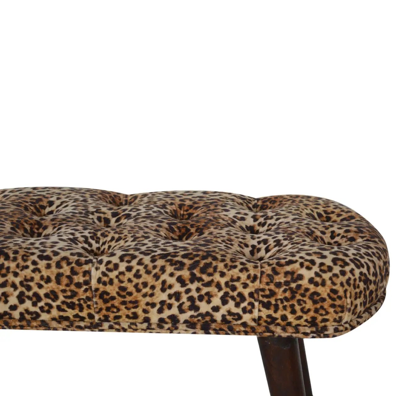 Solid Wood Leopard Print Deep Button Upholstered Bench by HouseOfZazla