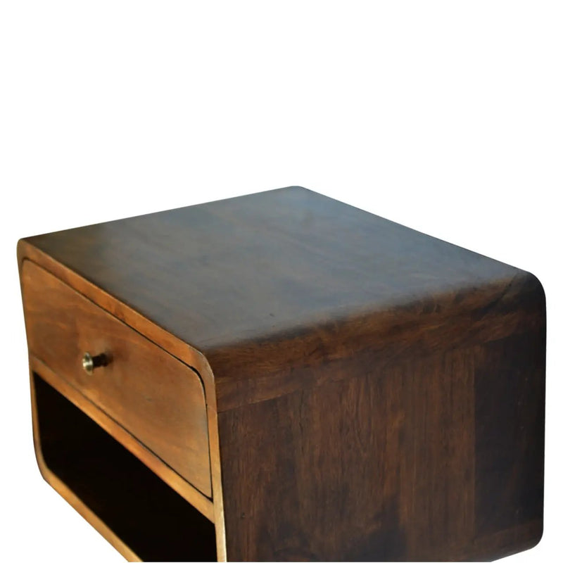 Solid Wood Curve Floating Nightstand by HouseOfZazla