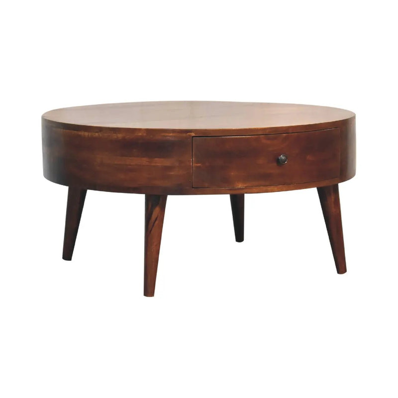 Solid Wood Odyssey Coffee Table, 2-Drawer, Nordic Legs by HouseOfZazla