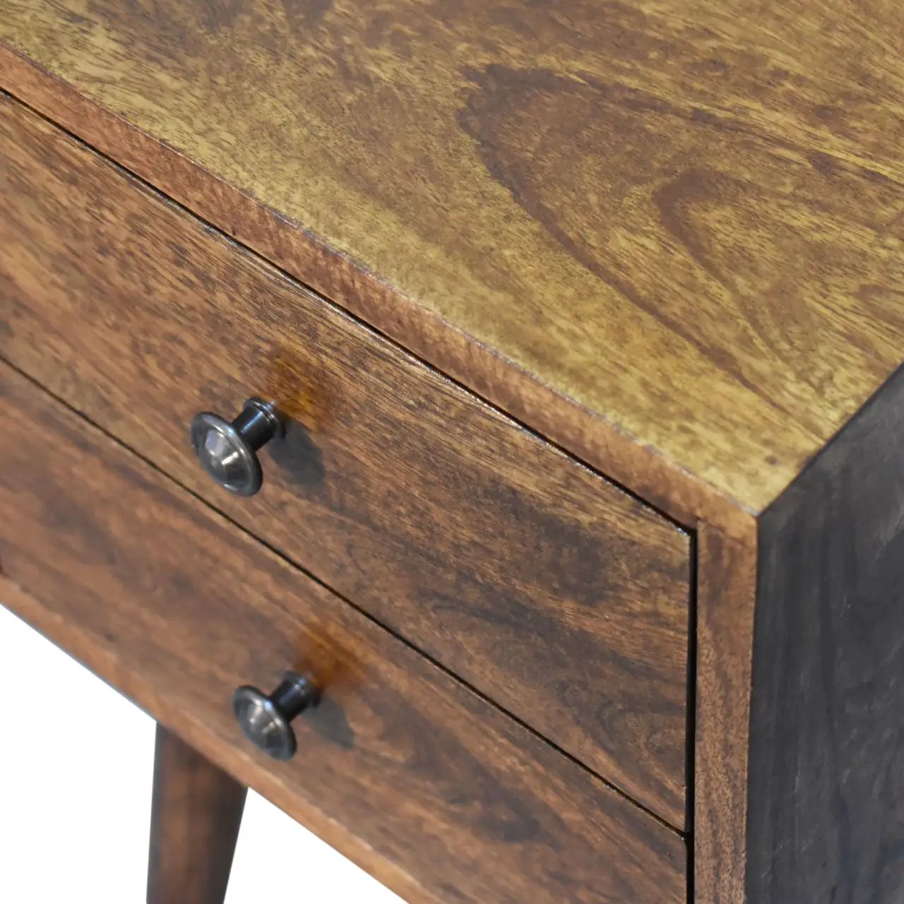 Solid Wood Mini Nightstand, 2-Drawers, Chestnut by HouseOfZazla