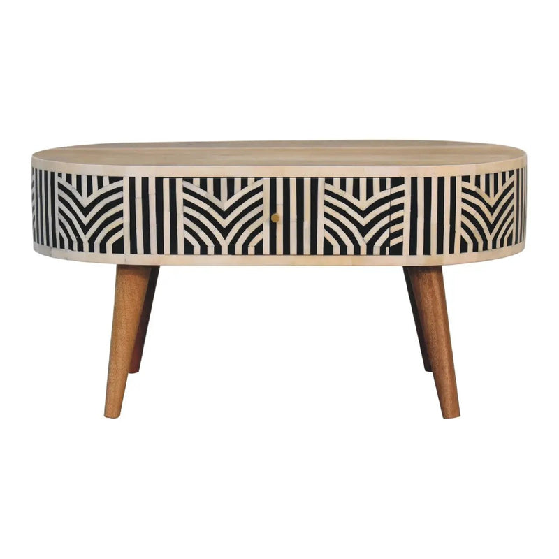 Edessa Bone Inlay Coffee Table, 2-Drawers, Nordic Legs by HouseOfZazla
