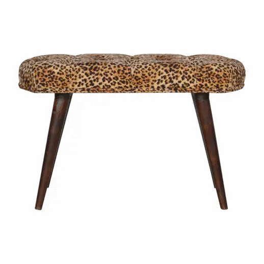 Solid Wood Leopard Print Deep Button Upholstered Bench by HouseOfZazla