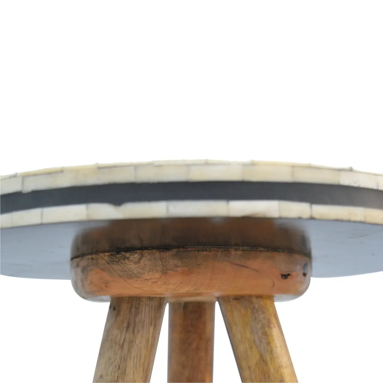 Solid Wood Bone Inlay Tripod Stool by HouseOfZazla