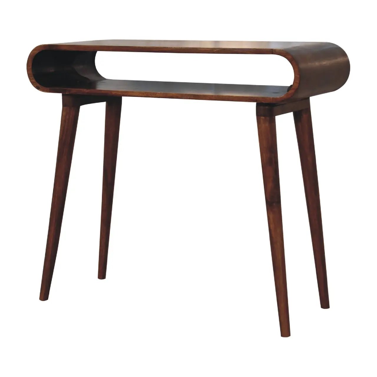 Solid Wood Amaya Nordic Style Console Table, Open Storage, Chestnut by HouseOfZazla