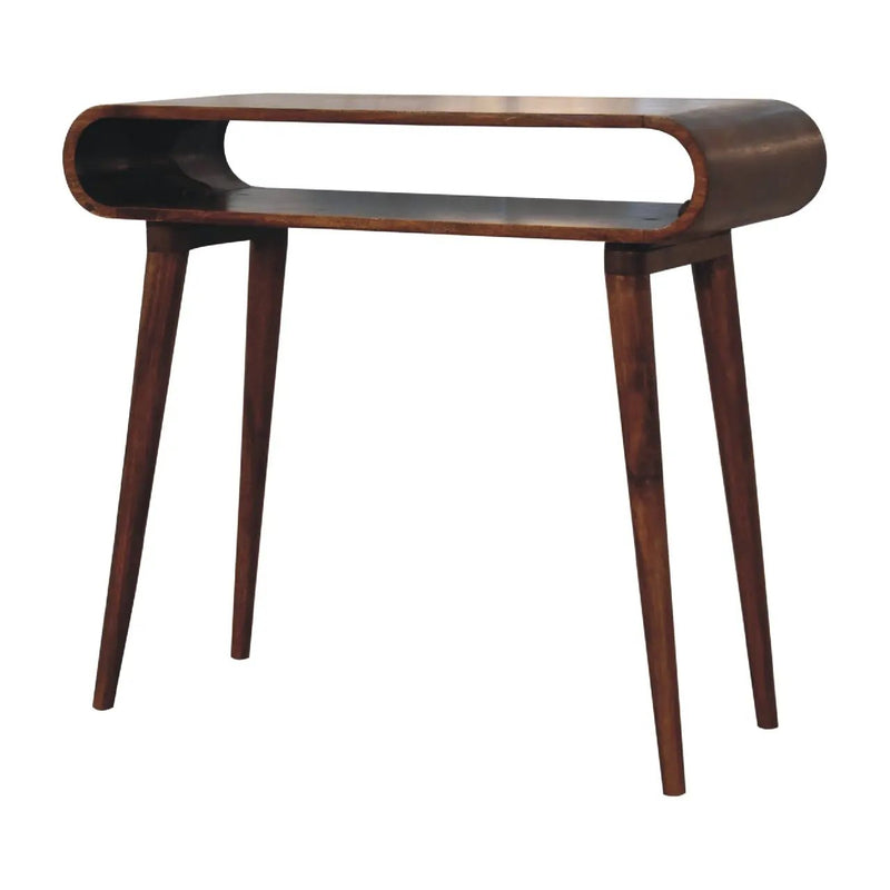 Solid Wood Amaya Nordic Style Console Table, Open Storage, Chestnut by HouseOfZazla