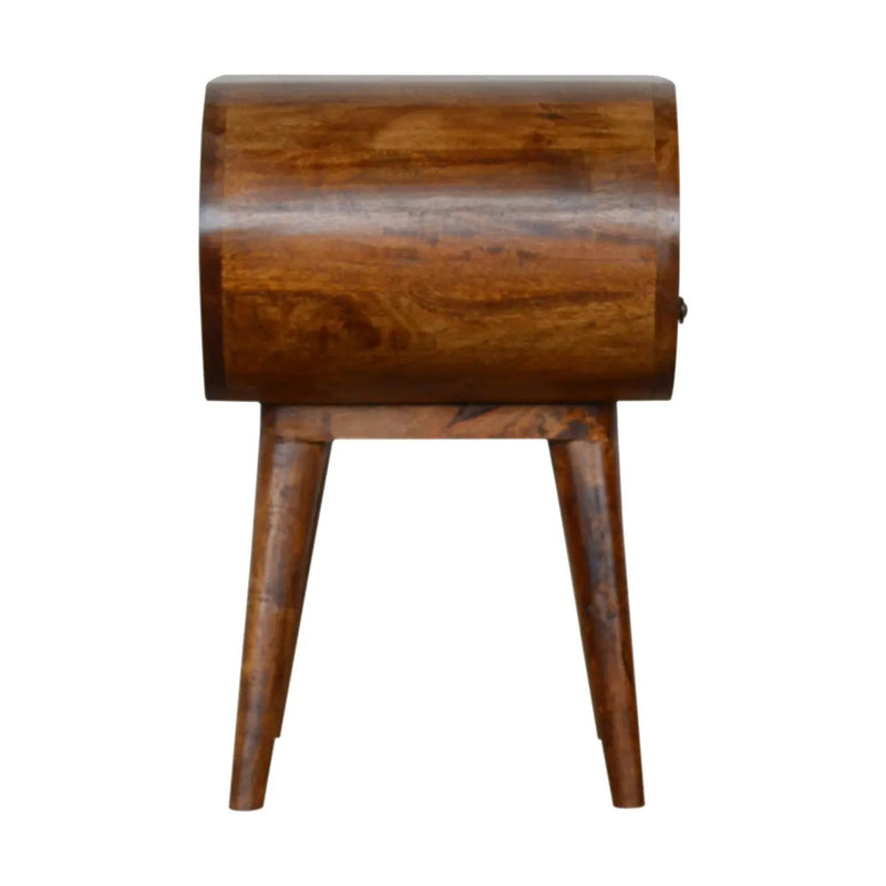 Chestnut Circular Open Bedside, 1-Drawer by HouseOfZazla