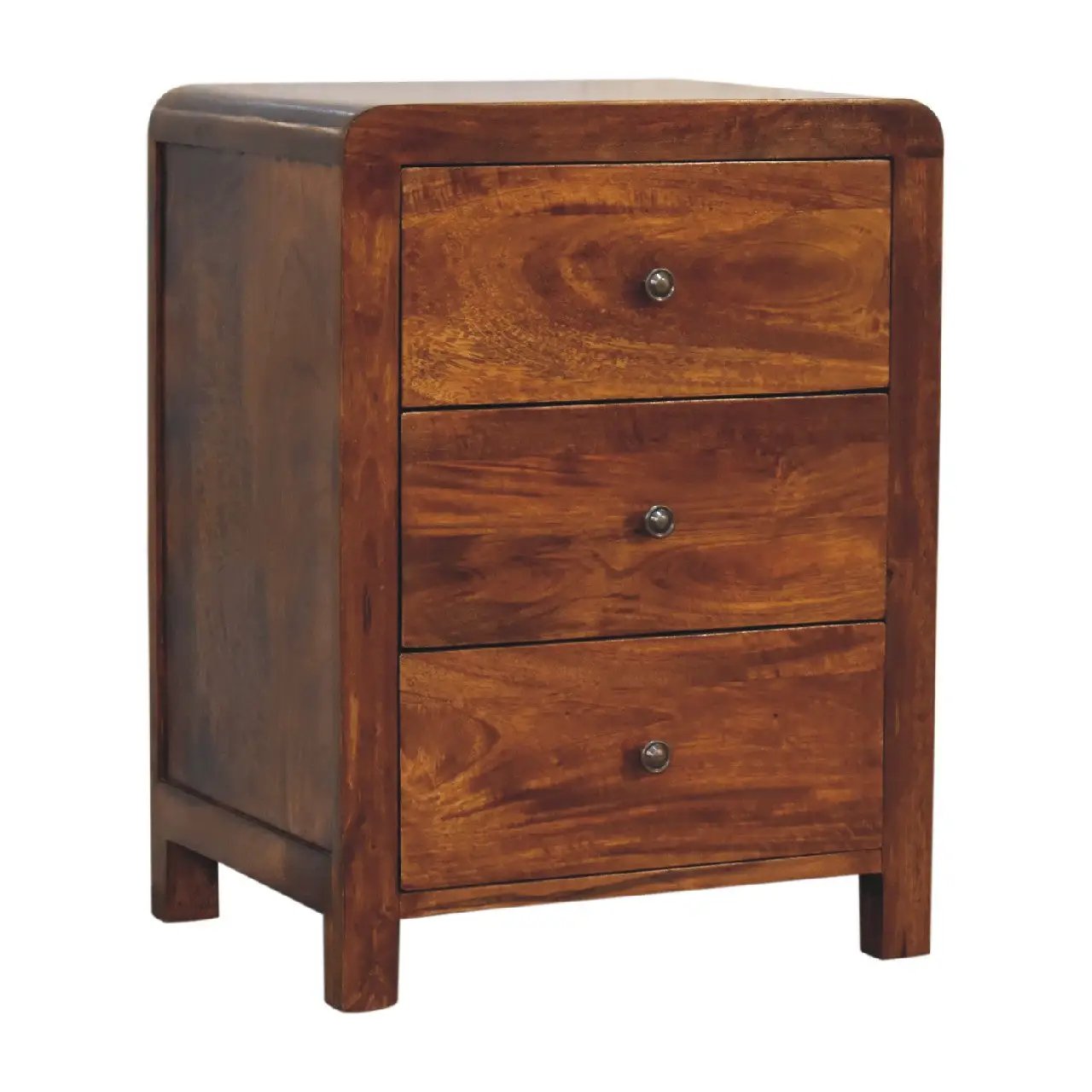 Naya Nightstand, 3-Drawers, Chestnut by HouseOfZazla