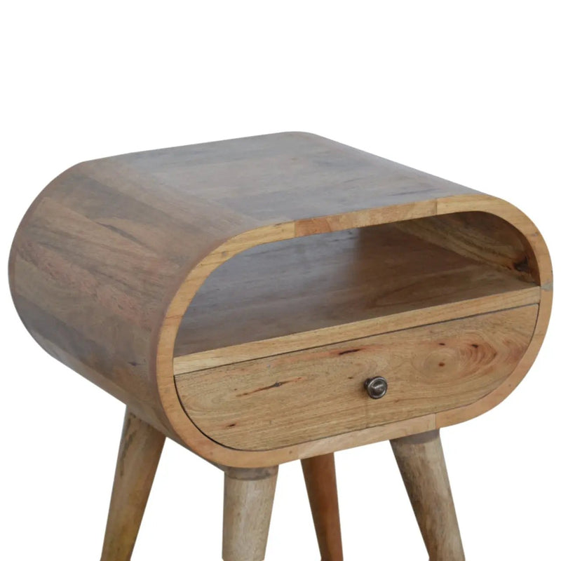 Circular Open Slot Nightstand, 1-Drawer, 1 Open Slot, Nordic Legs by HouseOfZazla