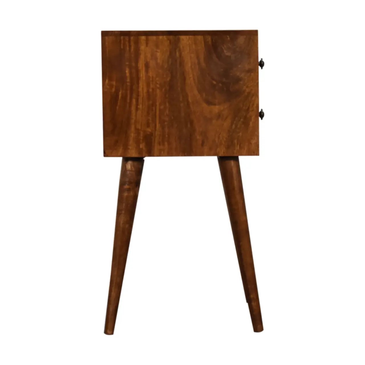 Solid Wood Mini Nightstand, 2-Drawers, Chestnut by HouseOfZazla