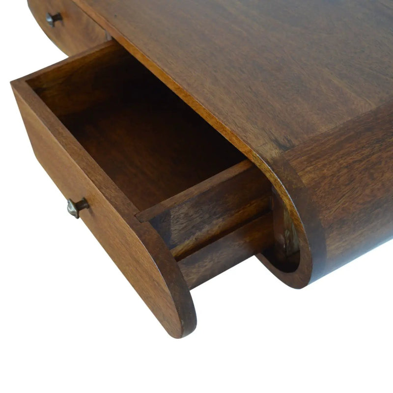 Solid Wood Floating London Console, 2-Drawers, Chestnut by HouseOfZazla