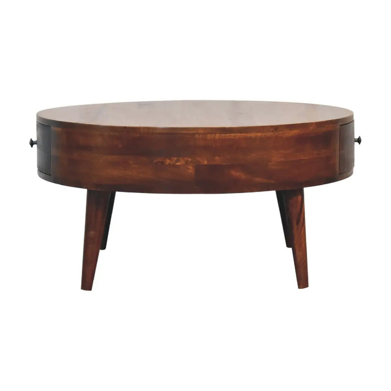 Solid Wood Odyssey Coffee Table, 2-Drawer, Nordic Legs by HouseOfZazla