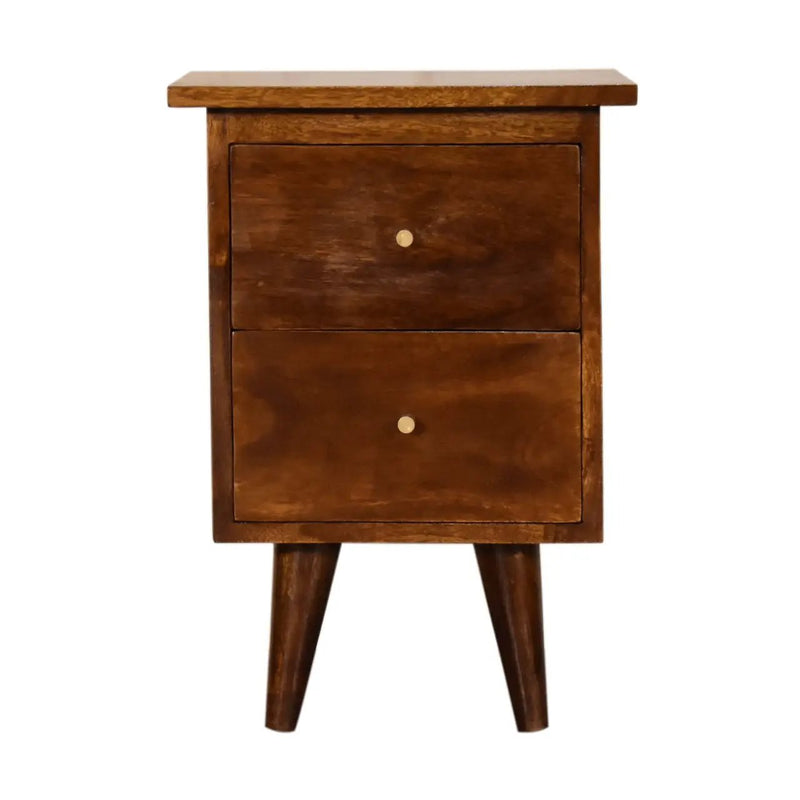 Solid Wood Bedside Table with 2 Drawers in Chestnut by HouseOfZazla