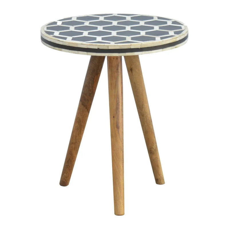 Solid Wood Bone Inlay Tripod Stool by HouseOfZazla