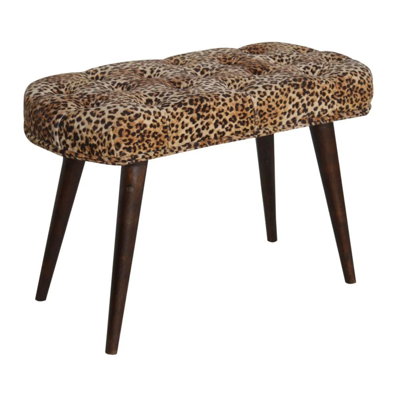 Solid Wood Leopard Print Deep Button Upholstered Bench by HouseOfZazla
