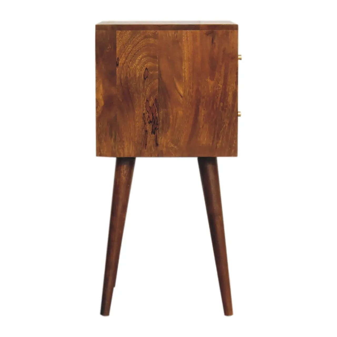 Solid Wood Mini Cube Nightstand, 2-Drawers, Chestnut by HouseOfZazla