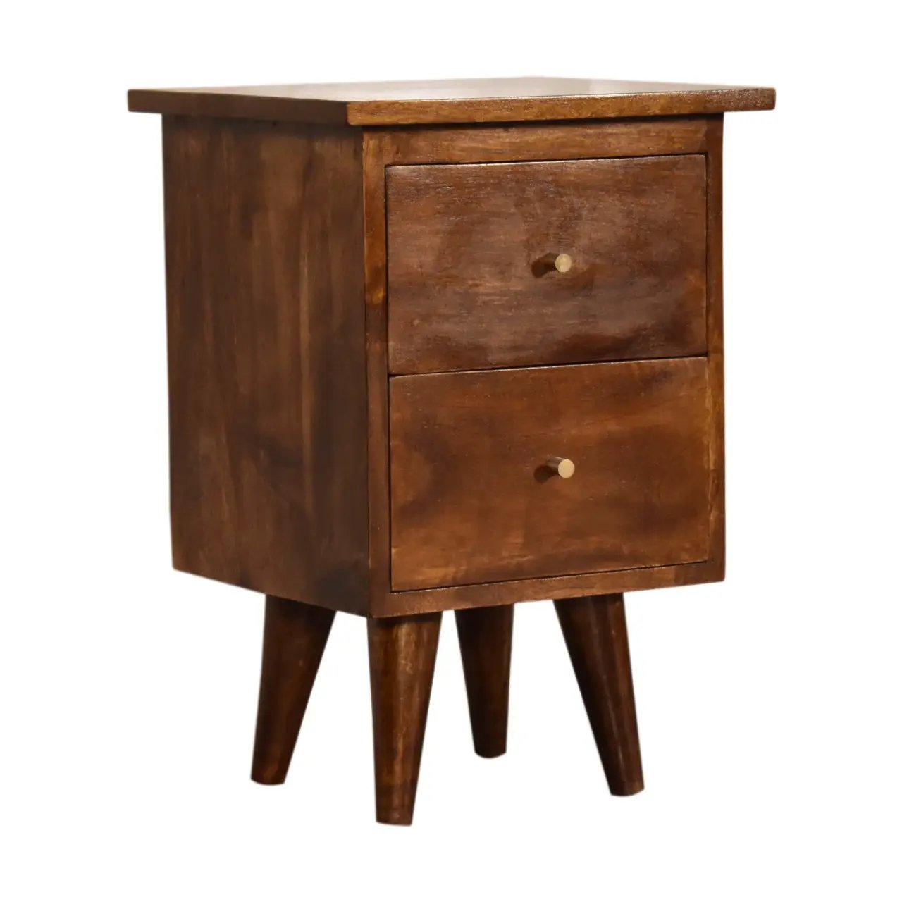 Solid Wood Bedside Table with 2 Drawers in Chestnut by HouseOfZazla