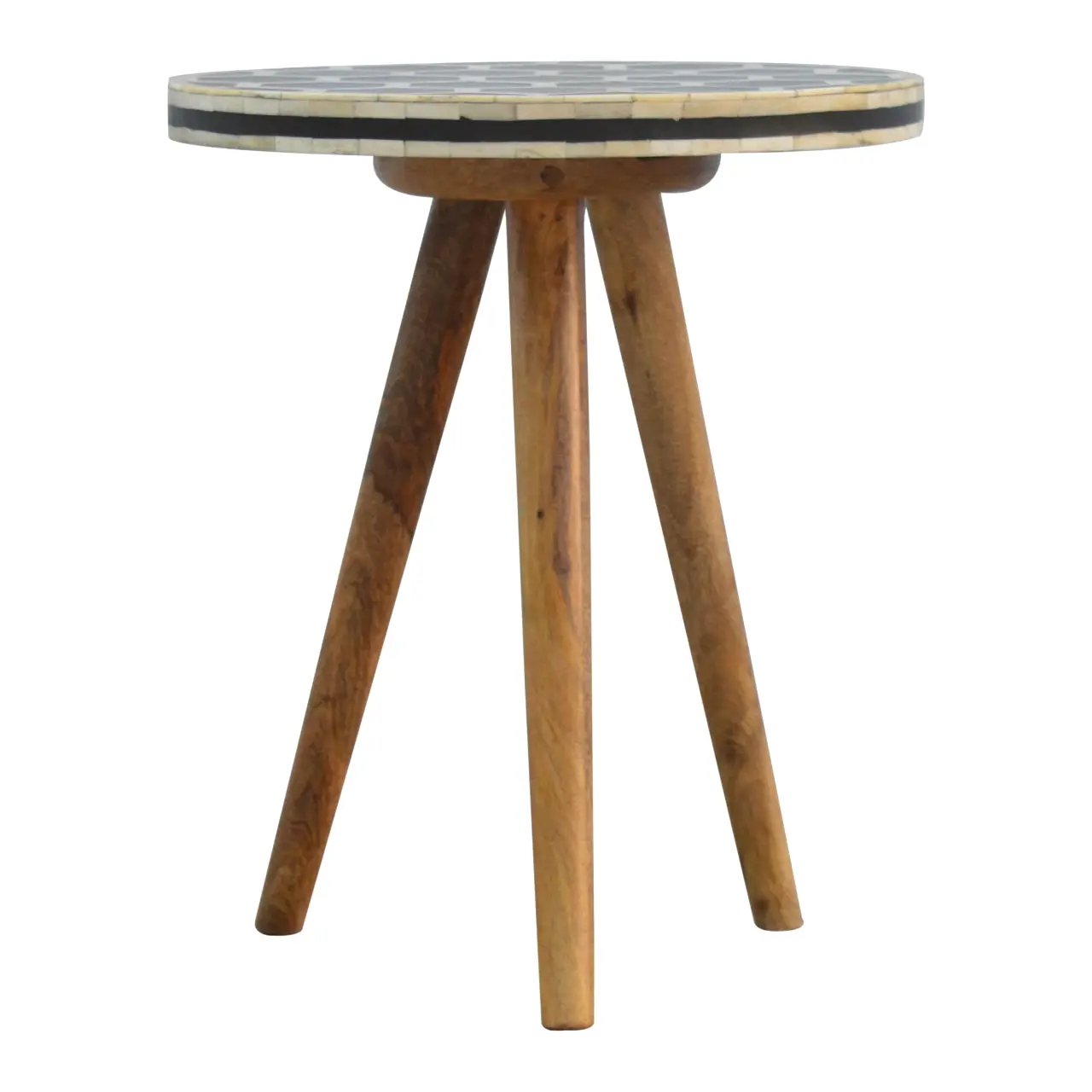 Solid Wood Bone Inlay Tripod Stool by HouseOfZazla