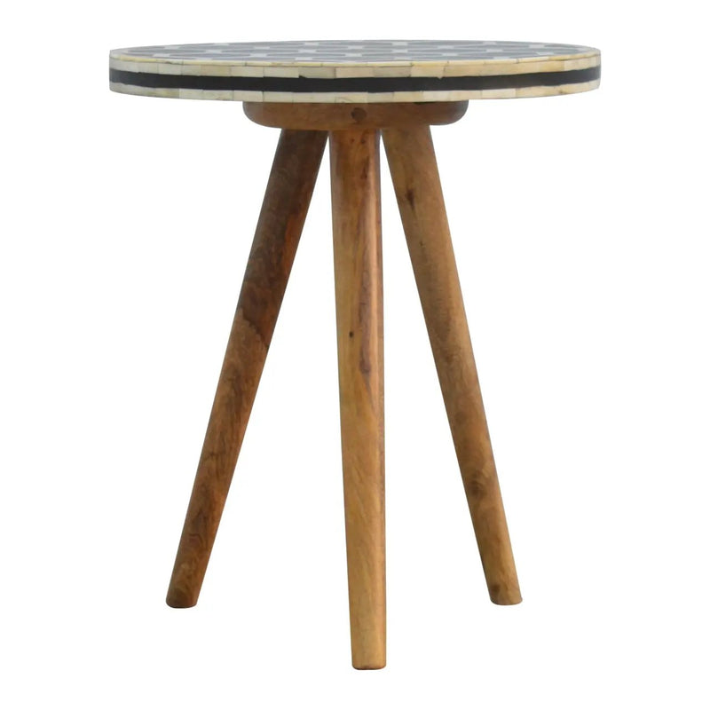 Solid Wood Bone Inlay Tripod Stool by HouseOfZazla