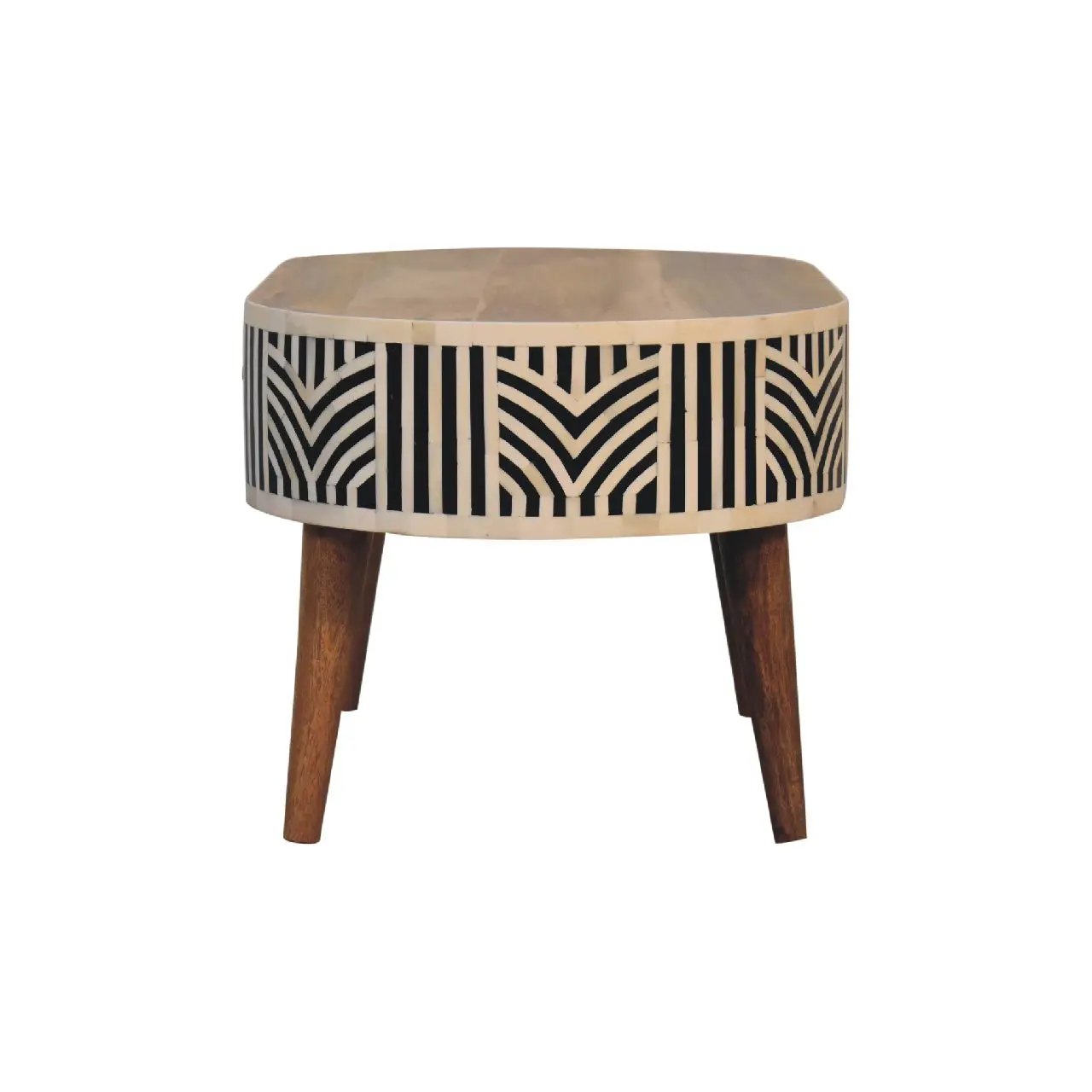 Edessa Bone Inlay Coffee Table, 2-Drawers, Nordic Legs by HouseOfZazla
