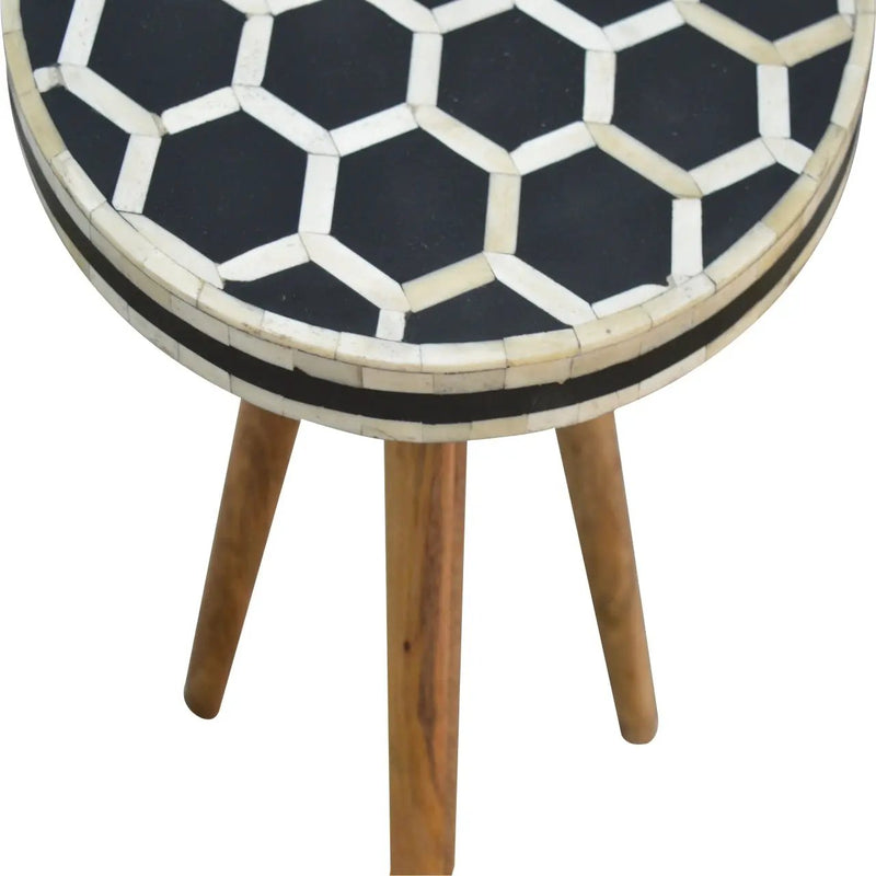 Solid Wood Bone Inlay Tripod Stool by HouseOfZazla