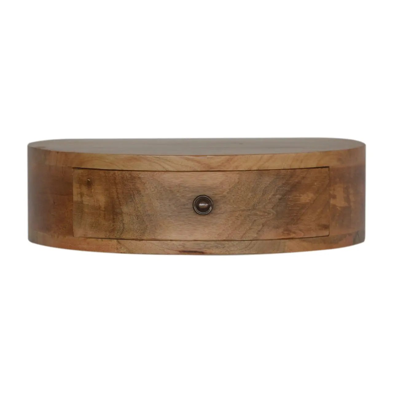 Solid Wood Wall-Mounted Rounded Nightstand, 1-Drawer, Oak-ish by HouseOfZazla