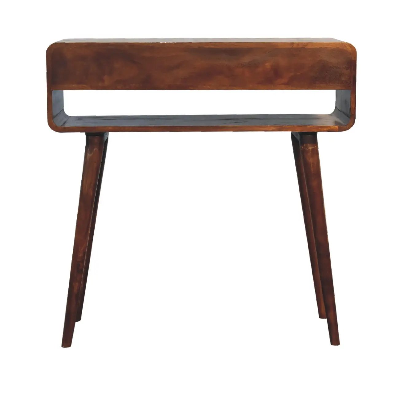 Sonata Chestnut Console Table, Nordic Legs, 2-Drawers, Open Slot by HouseOfZazla