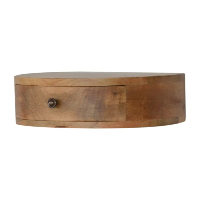 Solid Wood Wall-Mounted Rounded Nightstand, 1-Drawer, Oak-ish by HouseOfZazla