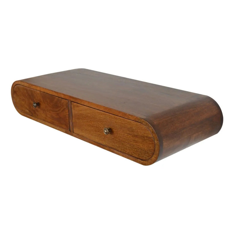 Solid Wood Floating London Console, 2-Drawers, Chestnut by HouseOfZazla