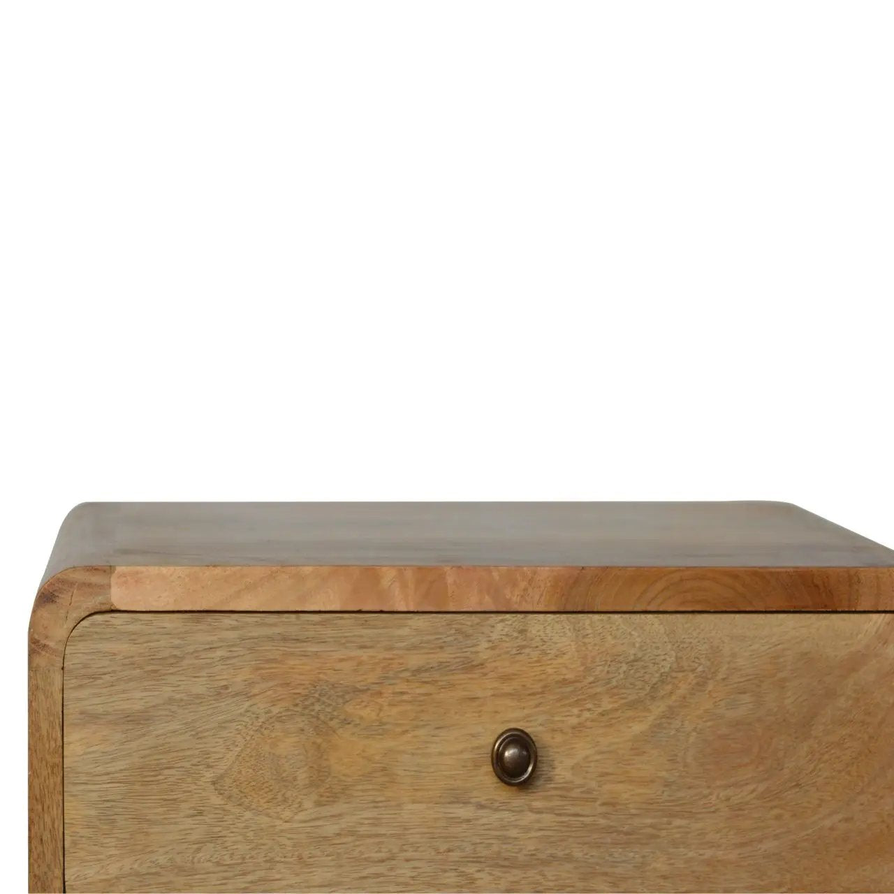 Solid Wood Curved Bedside, 2 Drawers, Oak-ish by HouseOfZazla
