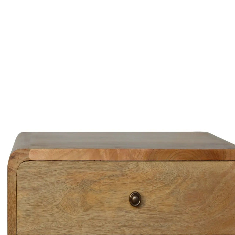 Solid Wood Curved Bedside, 2 Drawers, Oak-ish by HouseOfZazla