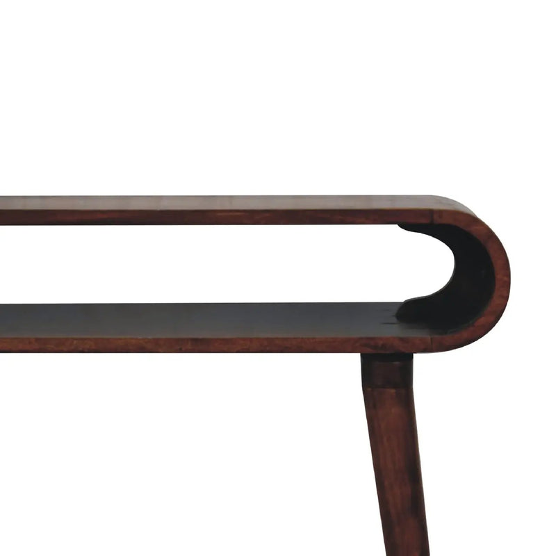 Solid Wood Amaya Nordic Style Console Table, Open Storage, Chestnut by HouseOfZazla