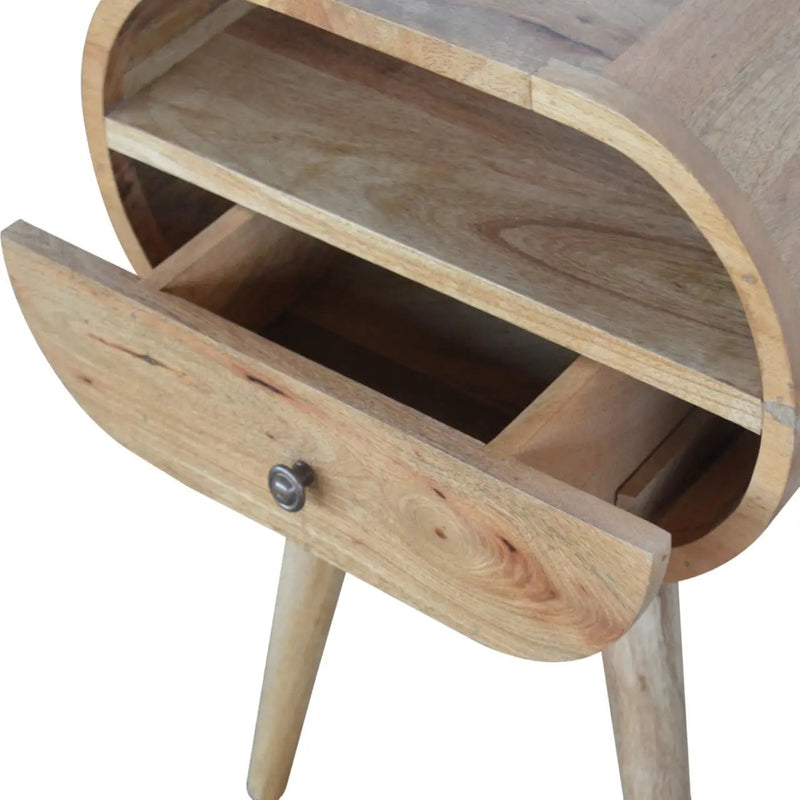 Circular Open Slot Nightstand, 1-Drawer, 1 Open Slot, Nordic Legs by HouseOfZazla