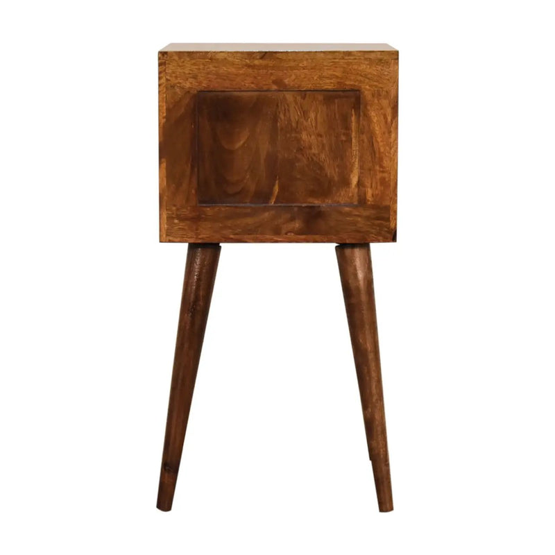 Solid Wood Mini Nightstand, 2-Drawers, Chestnut by HouseOfZazla