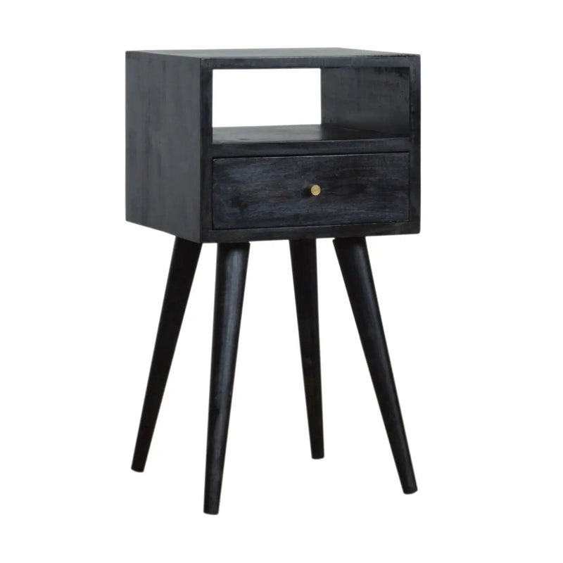 Solid Wood, Mini Nightstand, 1-Drawer, 1 Open-Slot, Ash by HouseOfZazla