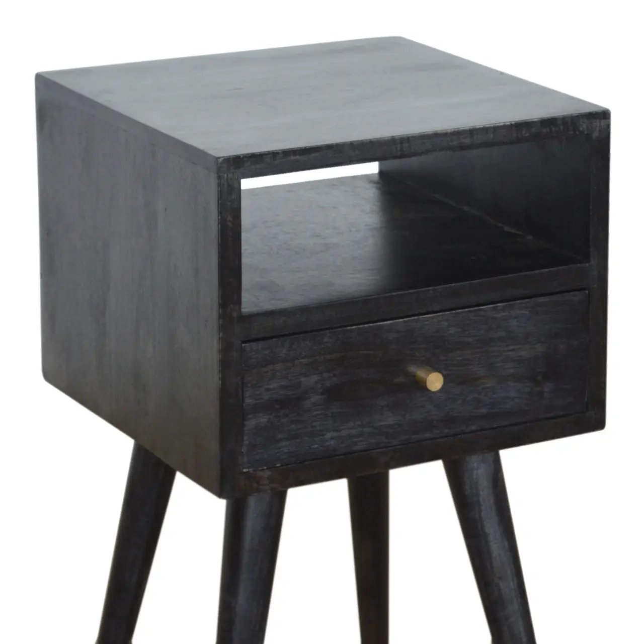 Solid Wood, Mini Nightstand, 1-Drawer, 1 Open-Slot, Ash by HouseOfZazla