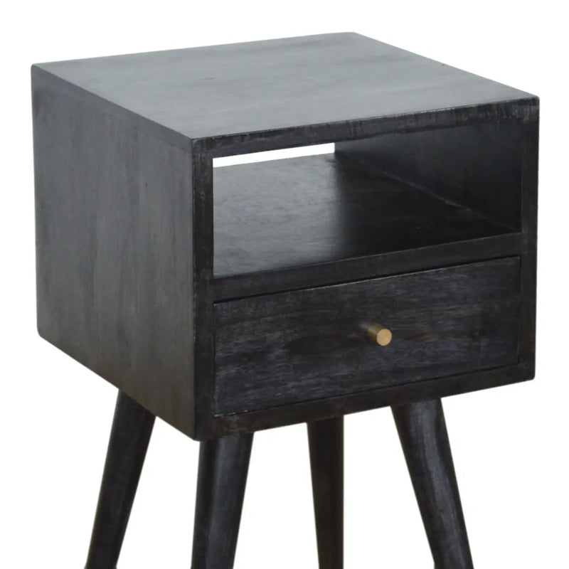 Solid Wood, Mini Nightstand, 1-Drawer, 1 Open-Slot, Ash by HouseOfZazla