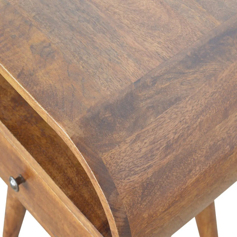 Chestnut Circular Open Bedside, 1-Drawer by HouseOfZazla