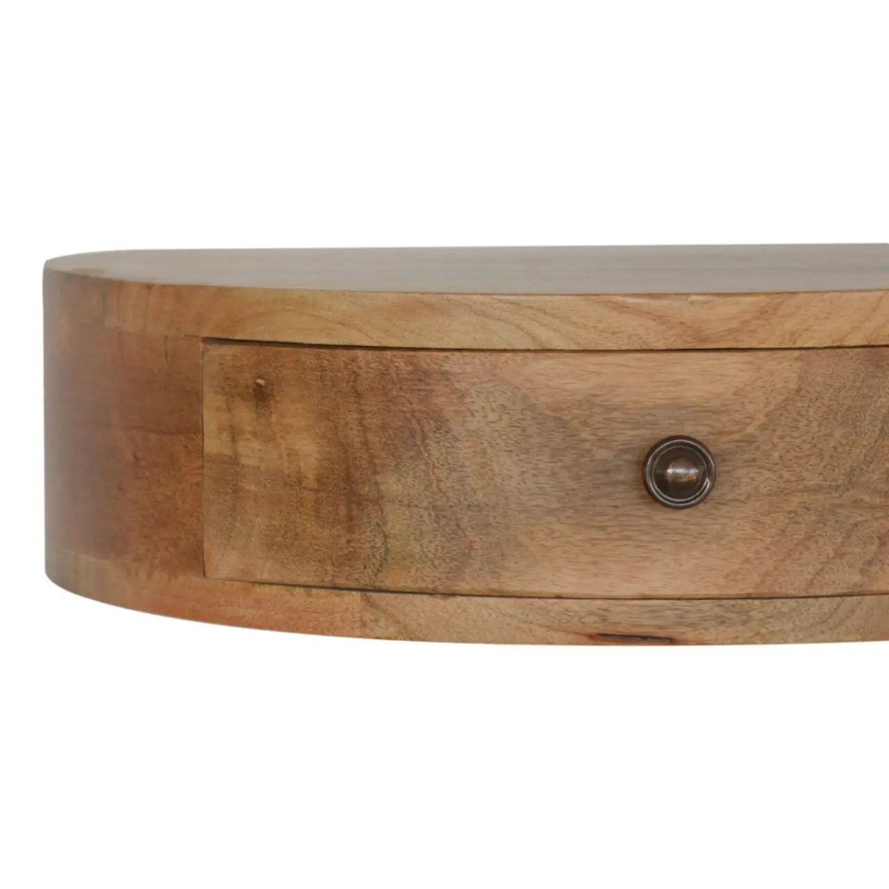 Solid Wood Wall-Mounted Rounded Nightstand, 1-Drawer, Oak-ish by HouseOfZazla