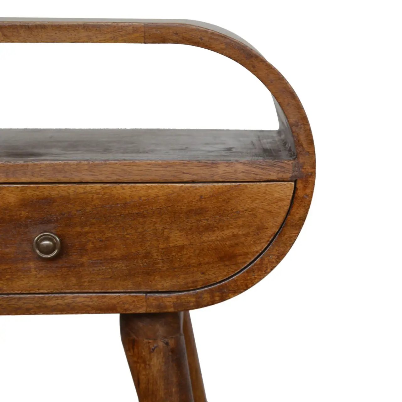 Chestnut Circular Open Bedside, 1-Drawer by HouseOfZazla