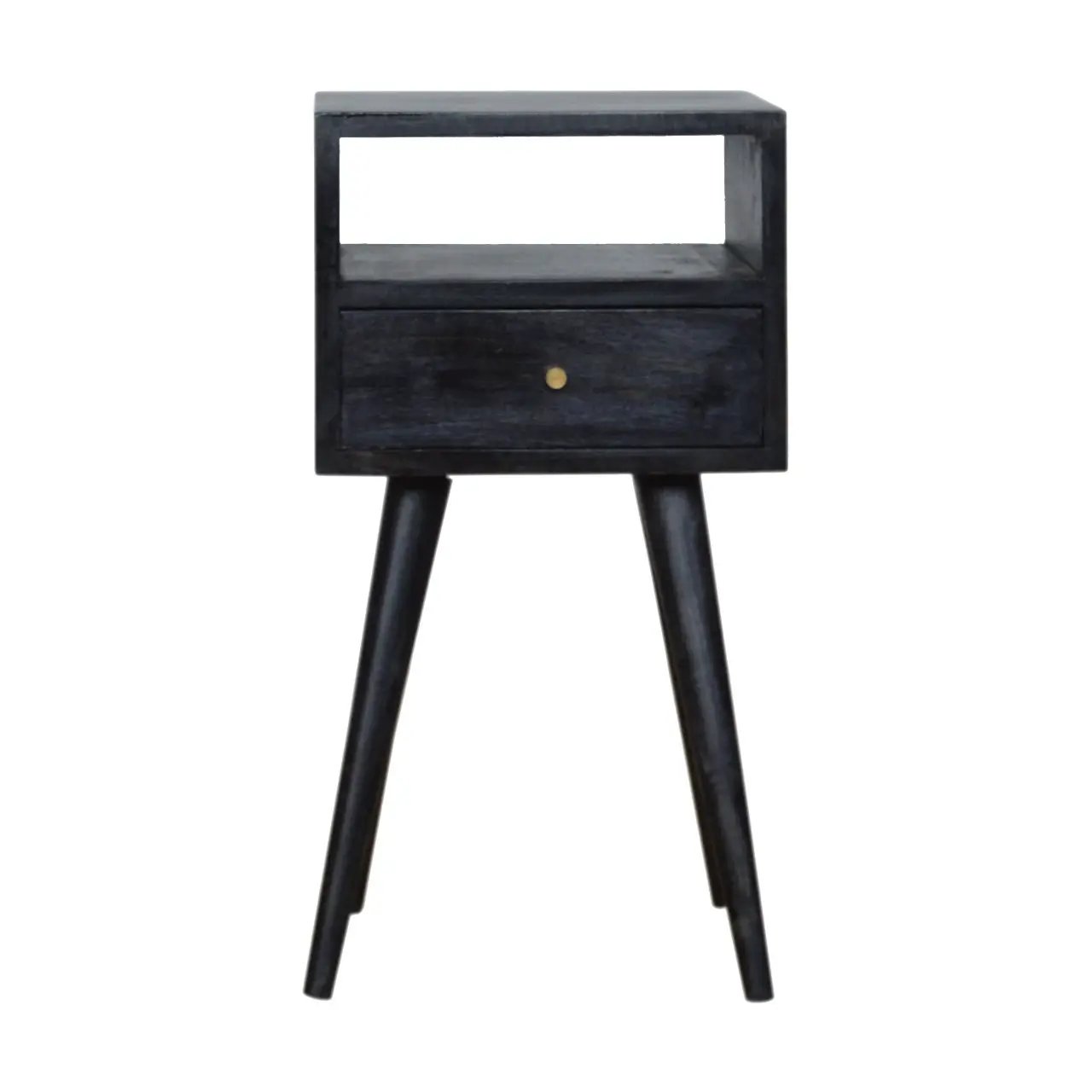Solid Wood, Mini Nightstand, 1-Drawer, 1 Open-Slot, Ash by HouseOfZazla