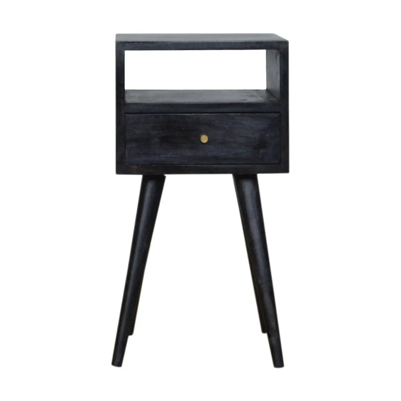 Solid Wood, Mini Nightstand, 1-Drawer, 1 Open-Slot, Ash by HouseOfZazla