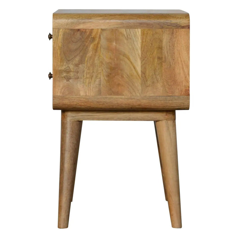 Solid Wood Curved Bedside, 2 Drawers, Oak-ish by HouseOfZazla