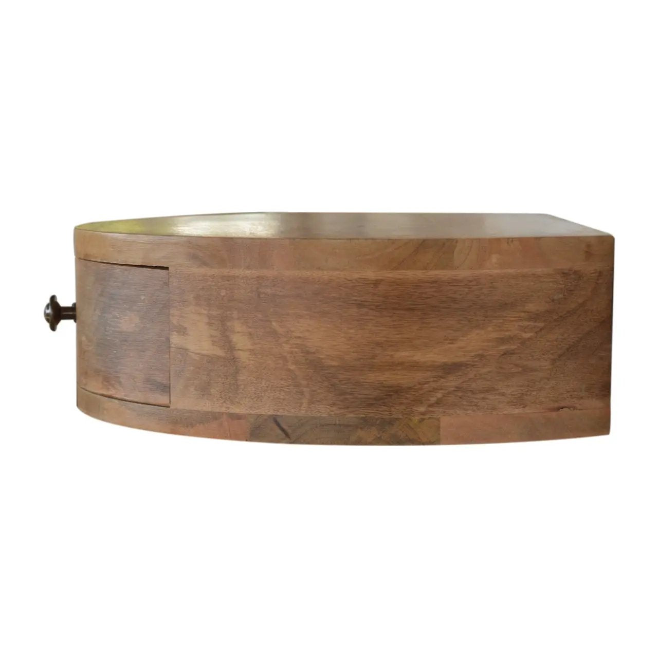 Solid Wood Wall-Mounted Rounded Nightstand, 1-Drawer, Oak-ish by HouseOfZazla