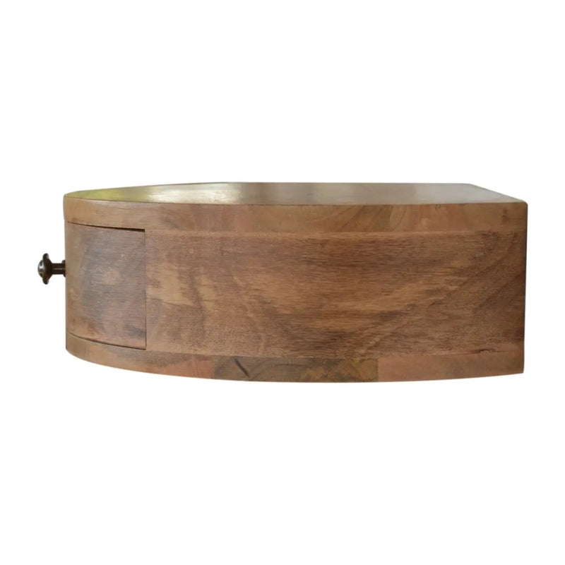 Solid Wood Wall-Mounted Rounded Nightstand, 1-Drawer, Oak-ish by HouseOfZazla