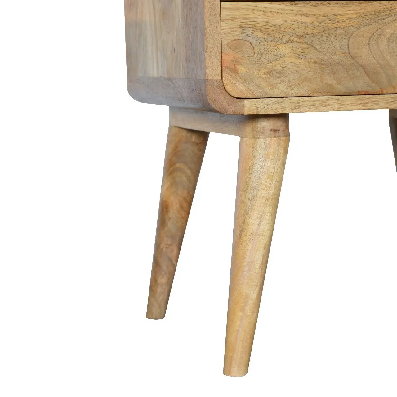 Solid Wood Curved Bedside, 2 Drawers, Oak-ish by HouseOfZazla
