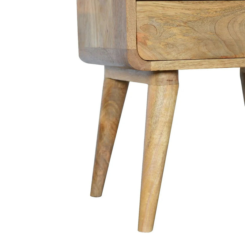Solid Wood Curved Bedside, 2 Drawers, Oak-ish by HouseOfZazla