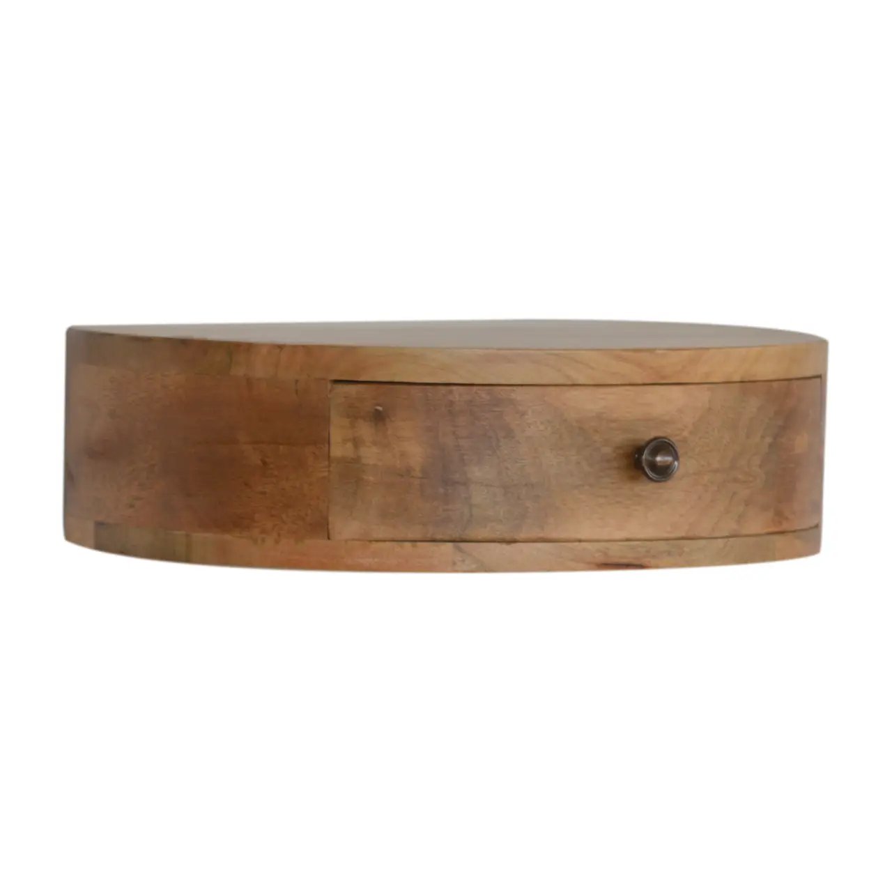 Solid Wood Wall-Mounted Rounded Nightstand, 1-Drawer, Oak-ish by HouseOfZazla