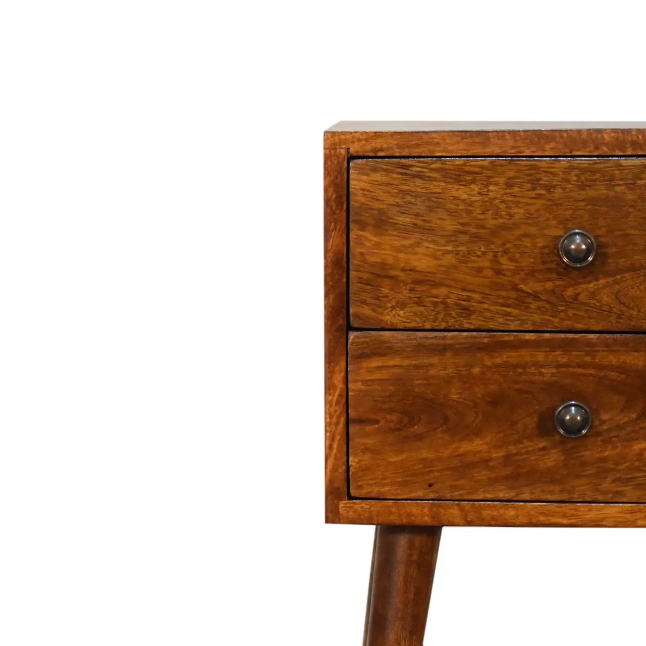 Solid Wood Mini Nightstand, 2-Drawers, Chestnut by HouseOfZazla
