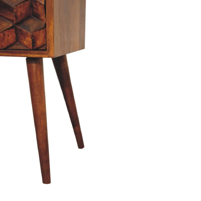 Solid Wood Mini Cube Nightstand, 2-Drawers, Chestnut by HouseOfZazla