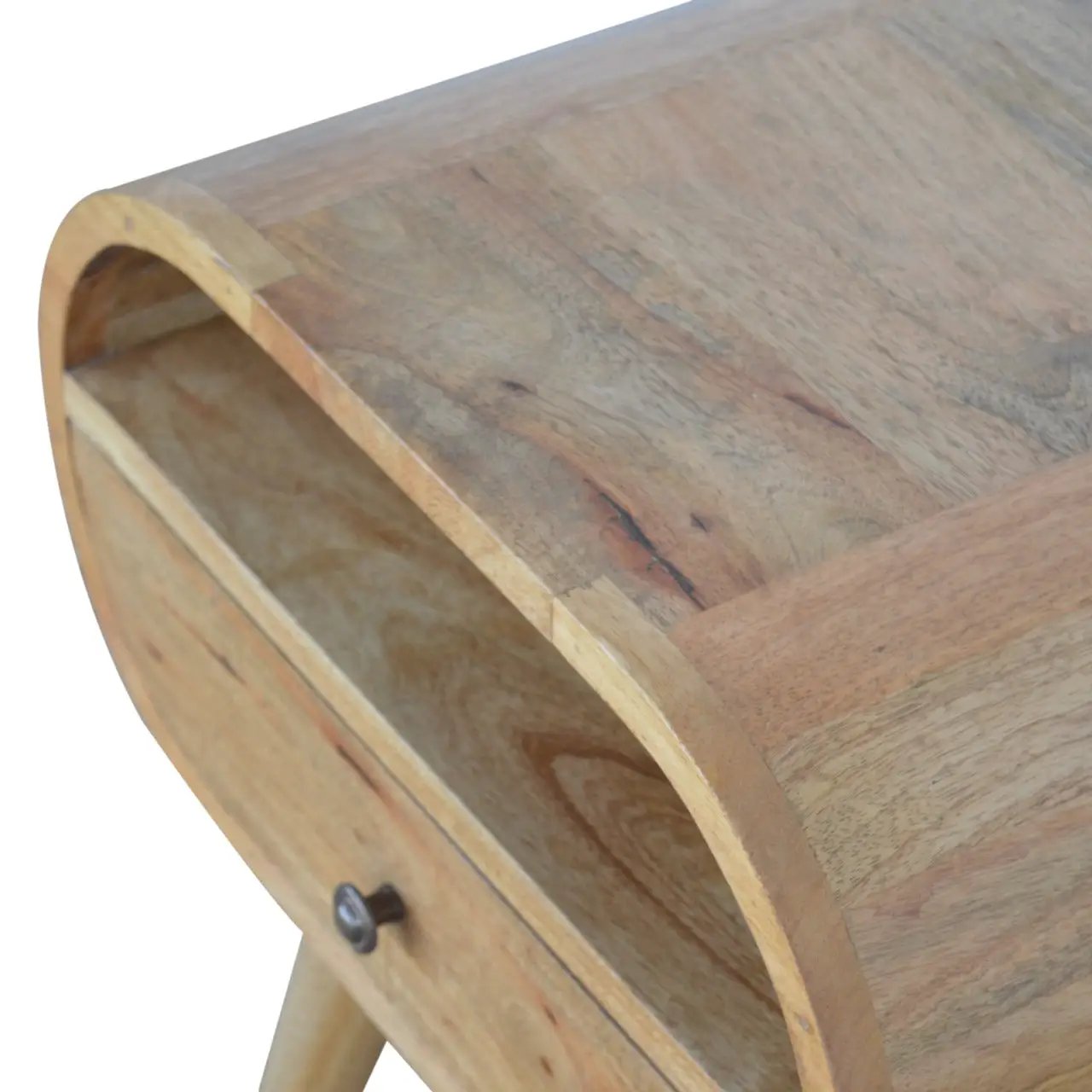 Circular Open Slot Nightstand, 1-Drawer, 1 Open Slot, Nordic Legs by HouseOfZazla